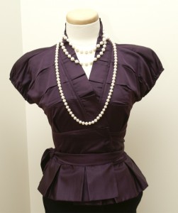 DVF wrap top & Portia Clark pearls